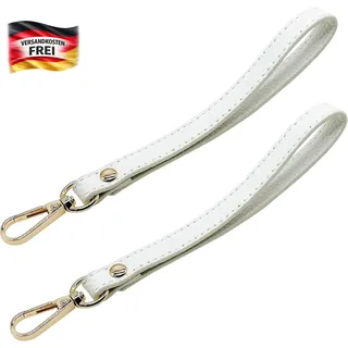 Leder-Handgelenkschlaufe 20cm für Clutch Geldbörse Schlüssel Tasche rot/silber