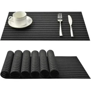 Platzsets 6er 30x45cm PVC rutschfest abwaschbar Schwarz