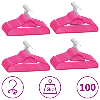 vidaXL Kleiderbügel-Set Samt Rosa 100 St.