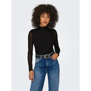 ONLY Langarmshirt ONLERICA LIFE MESH L/S TOP JRS NOOS Kunstfaser mit Stretch, regular fit schwarz XL (42)