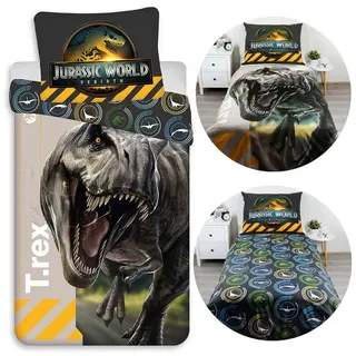Sarcia.eu Kinderbettwäsche Jurassic World Bettwäsche, 100 % Baumwolle, 140 x 200 + 70 x 90 cm grau