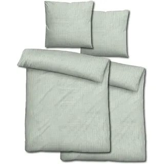 Doppelpack Sleezzz® Musselin Bettwäsche grün 155 x 220 cm + 80 x 80 cm