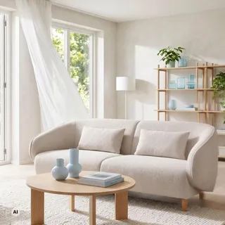 Mr. Deko Sofa Alezio Dreisitzer beige inkl. Knuffelkissen