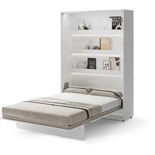 Schrankbett Bed Concept - Wandbett mit Lattenrost, Klappbett, Murphy Bed | Bettschrank, Schlaffläche 140x200 cm für 2 Personen, 46 cm tief, Soft-Close, Hebelifte, BC1, Vertikal, Weiß Matt