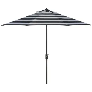 SAFAVIEH Küsten Sonnenschirm für die Terrasse, Schwarzweiß, 256 X 256 X 251