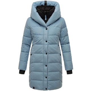 Navahoo Damen Wintermantel Warmer Steppmantel lang mit Kapuze und abnehmbarem Fleece-Kragen Knutschilein Powder Blue Gr. XL - XL