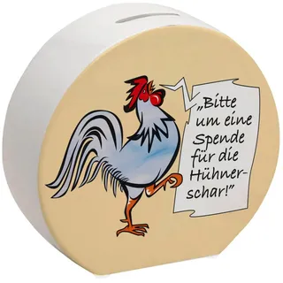 speecheese Spardose Spardose mit Hahn Motiv in blau zum Thema Trinkgeld und lustigem