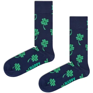 Happy Socks Big Luck Baumwolle Socken Damen Herren Marine Grün 36-40 - 36-40