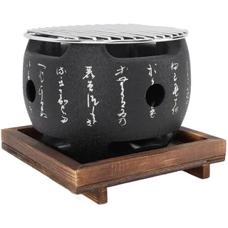 Japanischer BBQ Grill, Tischgrill Holzkohle Japanischers Mini Grills Tragbarer Japanischer BBQ Grill Runder Lebensmittel Holzkohleofen Zubehör für Familiengrill Camping Picknick Geschenk(S)