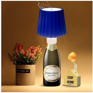 KUGI LED Nachttischlampe LED Tischleuchte Dimmbare Flaschenlampe Akku, Bar-Restaurant-Atmosphärenlicht, Kabellos Weinflaschenlicht,LEDTischleuchte Akku,2000mAh blau