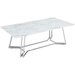 SalesFever Couchtisch, Tischplatte im Marmor-Design silberfarben|weiß