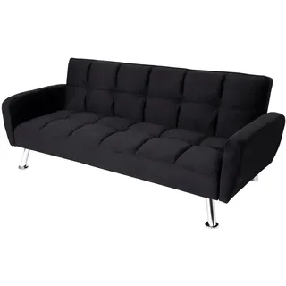 Mendler Schlafcouch Samt 2-Sitzer Schwarz
