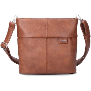 Zwei Damen Handtasche Mademoiselle M8 Umhängetasche 3 Liter klassische Crossbody Bag aus hochwertigem Kunstleder (cognac)