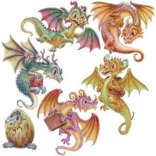 WANDAUFKLEBER 60x51cm - Kleine Drachen
