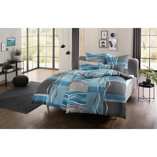 OTTO home Kelian gemustert Blau 135 x 200 cm + 2 x 80 x 80 cm