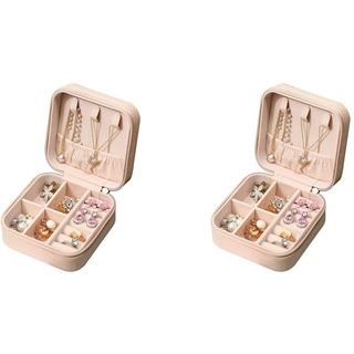 Juliyeh Jewelry Organizer-Schmuckkoffer-Schmuckkästchen Mädchen, Schmuck Aufbewahrungsbox Schmuckkoffer Klein, Kleines Reise Schmuckbox Pink (Packung mit 2)