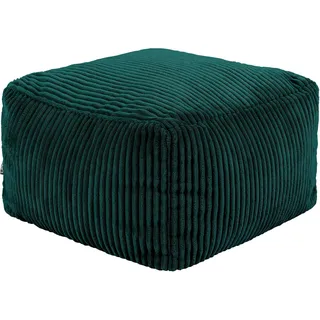 I.C.O.N. Icon Amara Hocker, Blaugrün, Flauschiger Cord Stoff, Sitzsack Cord, Sitzpuff Hocker mit Füllung, Fußhocker für das Wohnzimmer, Deko Wohnzimmer