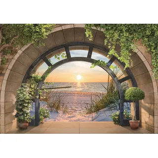 Wallarena Fototapete Sonnenuntergang - Mehrfarbig - Modern - Vlies - Schlafzimmer, glatt, 416x254cm bunt 4.16 m x 2.54 m