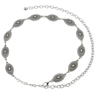 QKEPCY Gürtel Kettengürtel Damen Western Metall Concho Silber Einstellbar Taillenkette Mode Taillen Gürtel für Jeanskleider - Einheitsgröße