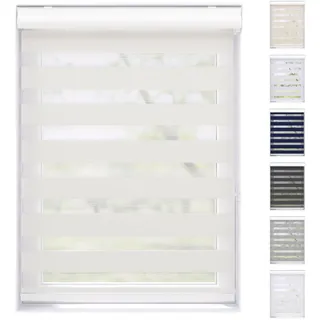 EFIXS Doppelrollo mit Kassette Montage Wand/Decke mit Bohren Breiten: 40-220, Höhe: bis 240 Hier: BxH (70 x 240) cm (Schneeweiss) Premium Duorollo, oder ohne Bohren mit Klemmhalter am PVC-Fenster