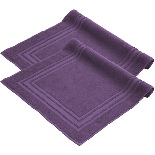 Komfortec Badvorleger Set 2 Teilig, Frottee Duschvorleger, Waschbar Duschmatte & Badteppich, 600 g/m2 &100% Baumwolle, Saugfähig & Schnelltrocknend, 50 x 70 cm, Violett