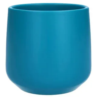 INNA-Glas Blumentopf Übertopf ZIOKA aus Keramik, matt-türkis, 13,5 cm, Ø 14,5 cm blau