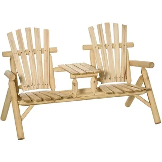 Outsunny Gartenbank 2 Personen Holzbank 150 x 60 x 75 cm Natur