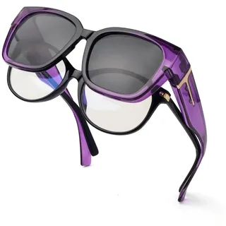 Face Shadow Polarisierte Überzieh Sonnenbrille Damen, Überbrille Sonnenbrille für Brillenträger, UV-Schutz Ultra Leicht Fit-Over Brille - 5,5 Zoll x 2 Zoll