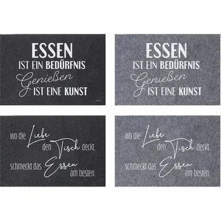 4er Set Tischset aus Filz mit Spruch, ca. 45x30cm in grau und anthrazit - Grau