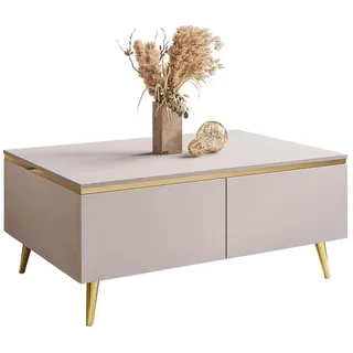 lookway Couchtisch Aurora Kaschmir Beige Gold 90 x 60 x 41 cm