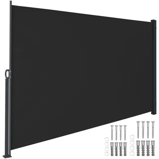 Tectake Seitenmarkise 200 x 300 cm schwarz Aluminium