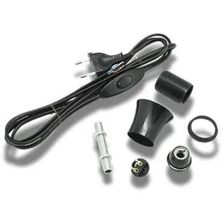 Elektro-Set für DIY-Lampe – E14 Fassung Schwarz mit Kabel – Ohne Lampenschirm – Inkl. Handschalter & Montageanleitung – Hanna's Laden