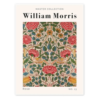 Posterlounge Poster William Morris, Rose No. 13, Schlafzimmer Orientalisches Flair Grafikdesign rot 60 cm x 80 cm