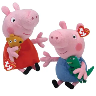 Ty Peppa Pig & George Pig 6 Inch Multipack - Beanie Baby Soft Plush Toys - Collectible Cuddly Stuffed Teddy Bears