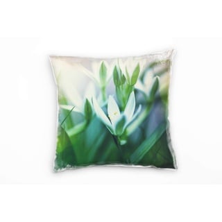 Paul Sinus Art Blumen, Schneeglöckchen, Frühling, grün, weiß Deko Kissen 40x40cm für Couch Sofa Lounge Zierkissen - Dekoration zum Wohlfühlen