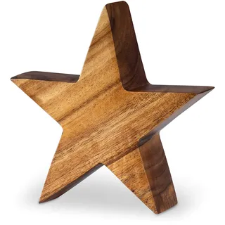 levandeo Stern Holzstern Akazie 15cm Akazienholz Braun Natur Dekoration Tischdeko Holzdeko Unikat