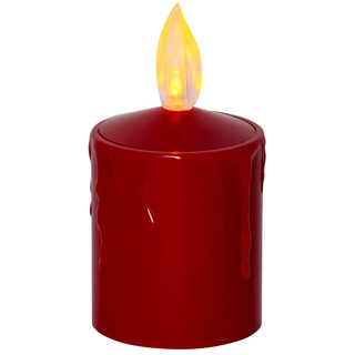 MARELIDA LED Kerze Paula mit Dämmerungssensor/ohne Schalter - Grabkerze Motivkerze Grablicht - flackernd - H: 11,5cm - für Außen (rot)