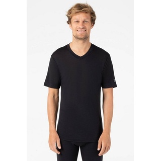 SUPER.NATURAL Funktionsshirt Merino T-Shirt M BASE V-NECK TEE 140 geruchshemmender Merino-Materialmix schwarz Ssuper.natural