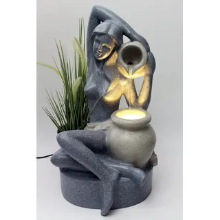 Gartenbrunnen mit LED Beleuchtung BK861 60 cm Springbrunnen Granit-Optik Zimmerbrunnen Wasserspiel Terrassenbrunnen Gartendekoration