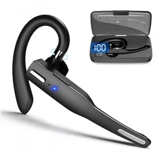 Einohr-Headset, monaurales Headset mit Geräuschunterdrückung, Ohrhörer mit um 360 Grad drehbarem Ohrbügel, LED-Anzeige, 400 Stunden Lange Standby-Zeit
