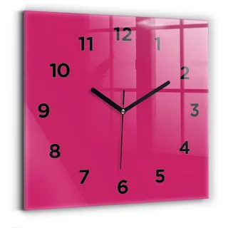 Tulup Wanduhr Glasuhr Modernistische Glaswanduhr 30x30cm Uhr aus gehärtetem Glas rosa