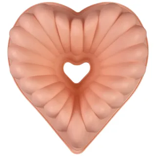 GMMH Extra große Backform in Herzform aus Silikon XXL Kuchen (Pfirsich) Kuchenform zum Backen, 30 cm Brotbackform für Hochzeiten oder Valentinstag, Herz Gugelhupf Napfkuchen Kugelhupf