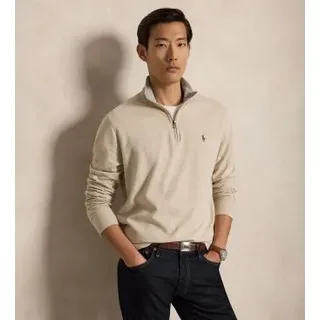 Polo Ralph Lauren für Herren. 710812963017 Ultraweicher Strickpulli mit beigem Reißverschluss (L), Lässig, Baumwolle