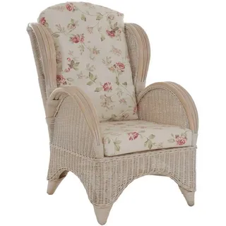 Krines Home Relaxsessel Ohrensessel Hochlehnsessel Rattan/Fernsehsessel Wohnzimmer/Rattanmöbel, Bequem, Breite Armlehnen weiß