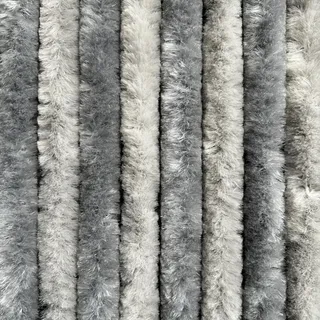 EXPLORER® Flauschvorhang 90x220 cm Wohnwagen Türvorhang für Wohnmobil/Balkontür Vorhang aus Chenille als Insektenvorhang Flausch Fliegenvorhang Camping Terrassen Tür Fliegenschutz Silber/Grau