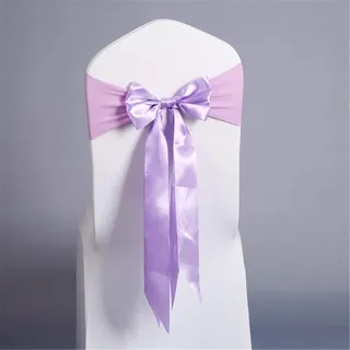 SWECOMZE Satin Stuhlschleife Schleifenband aus Satin Hochzeitsfest Stuhlbezug Schleife Schleifen Stuhlhussen für Hochzeiten, Partys, Dekorationen (Helles Lila,25 Stück)