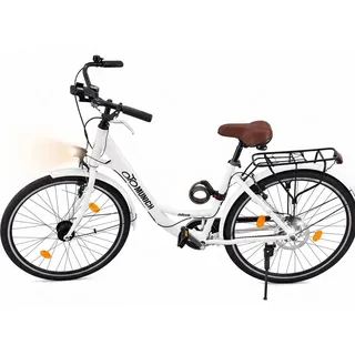 oToMUNICH Base Spotless White 28 Zoll Fahrrad, Single Speed, City-Bike, Tiefeinsteiger mit Stahlrahmen, Nabendynamo 60 Lux LED Frontlicht, mit Trac... - Weiß