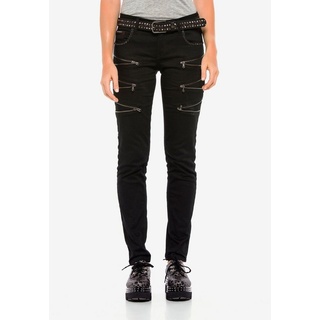 Cipo & Baxx Slim-fit-Jeans mit auffälligen Details in Skinny Fit schwarz|silberfarben 26