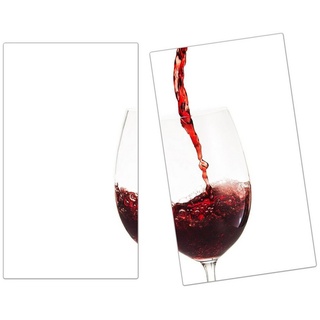 Primedeco Herd-Abdeckplatte Herdabdeckplatte Spritzschutz aus Glas Glas mit Rotwein, Glas, (2 tlg) rot