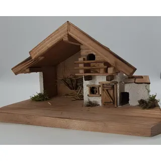 Holzdeko-Ma Weihnachtskrippe- Krippe Krippenstall Weihnachten-Weihnachtskrippe mit Figuren (KF-4)